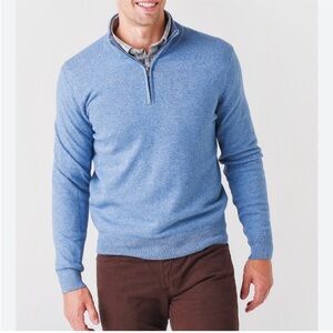 Faherty Blue Jackson Quarter Zip Sweater Mens XL